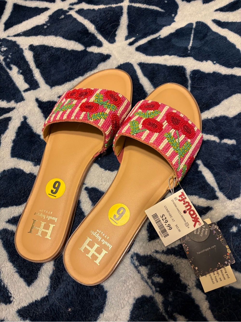 Beaded Cherry Slide Sandals